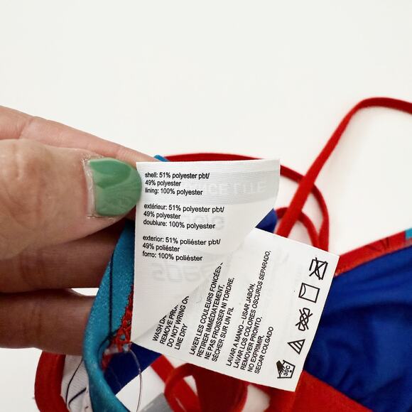 [Speedo] Blue Endurance Lite Tie Back Triangle Bikini Top Swimsuit NWT Sz Large - Picture 7 of 9